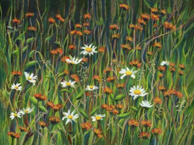 botanical wild flowers weed painting for sale