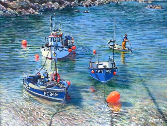 fishing boats at Coverack, Cornwall art painting for sale
