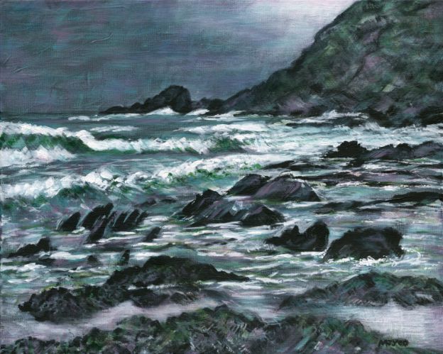 grey seascape painting cornwall art for sale