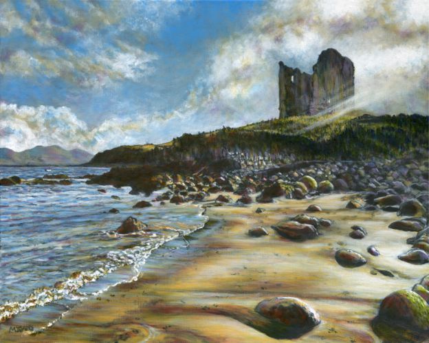 Minard Castle, Dingle Peninsula, West Ireland coast art painting for sale