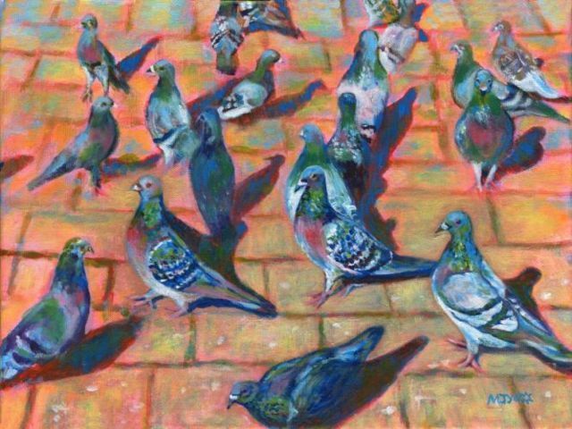 pigeons art painting for sale