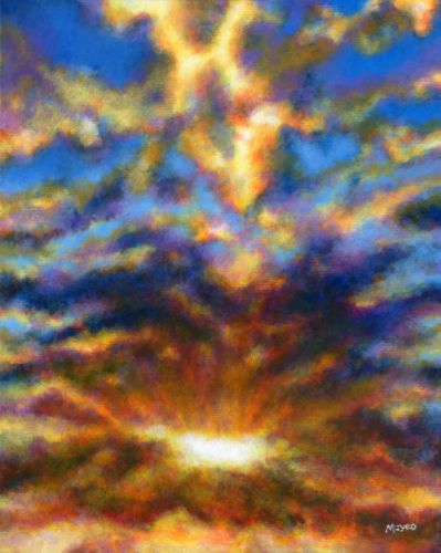 skyscape sunburst sky art painting for sale