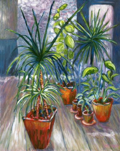 cafe plants tropical art for sale