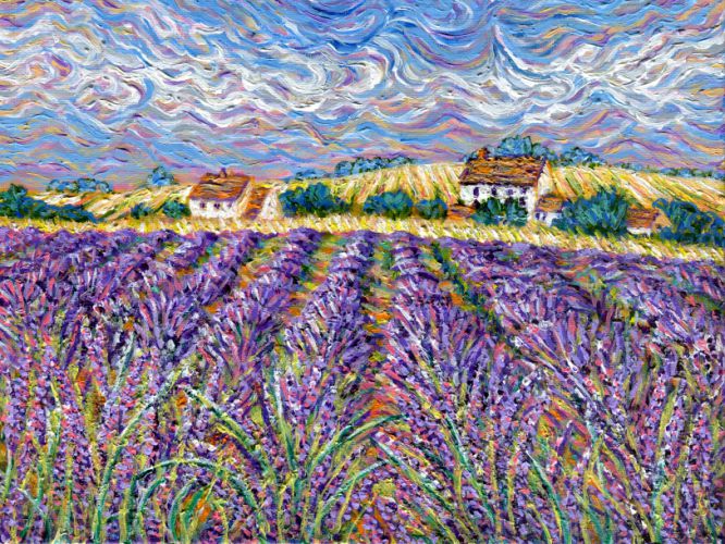 cotswold lavender fields, broadway painting for sale