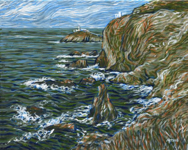 View to South Stack Lighthouse, anglesey art painting for sale