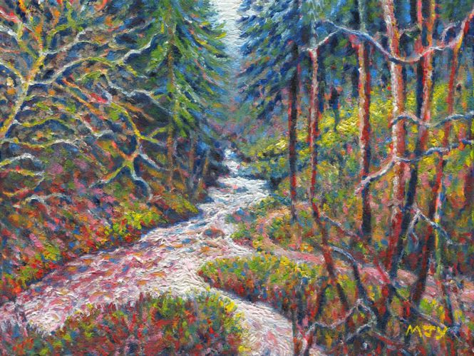 welsh forest stream oil painting for sale