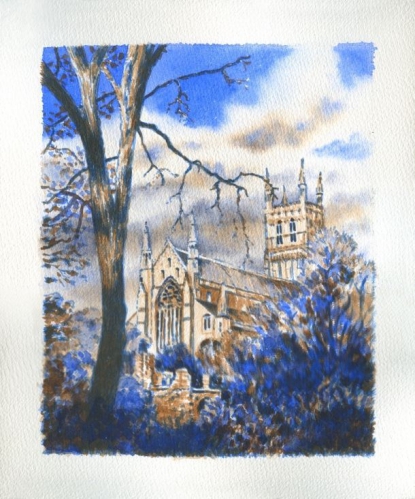 worcester cathedral art original painting for sale
