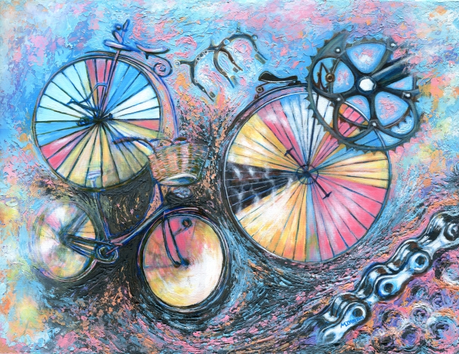 abstract bicycle painting