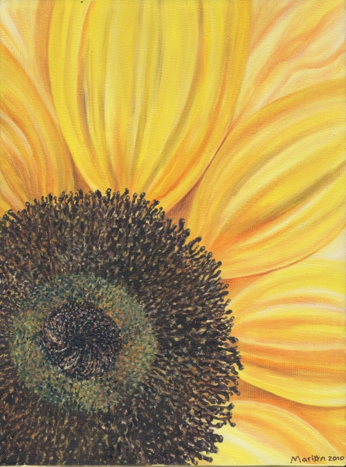 botanical sunflower nature painting