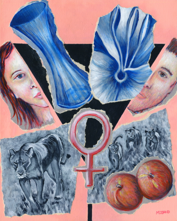 collage painting of the female art for sale