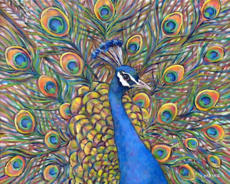 peacock art painting for sale