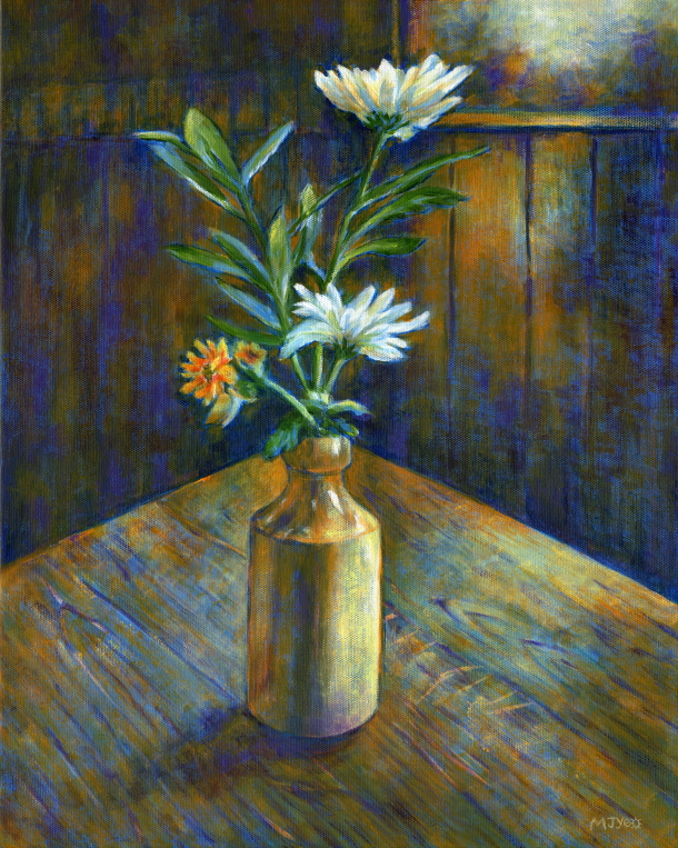 rustic vase of flowers art painting for sale
