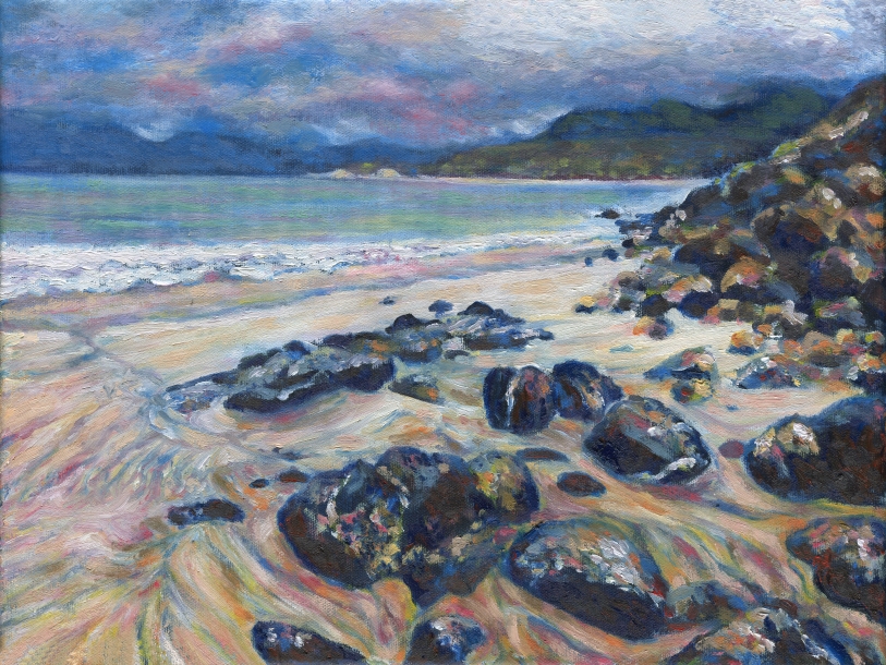 scottish beach isle of harris oil painting for sale