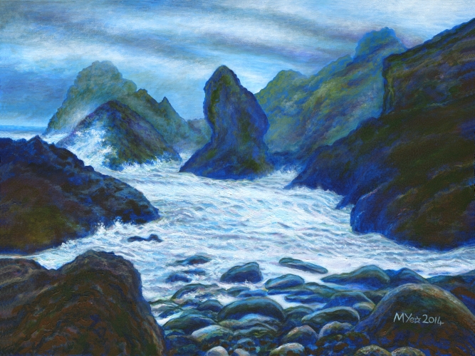 seascape with rocks painting