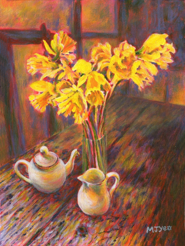 still life daffodils painting for sale