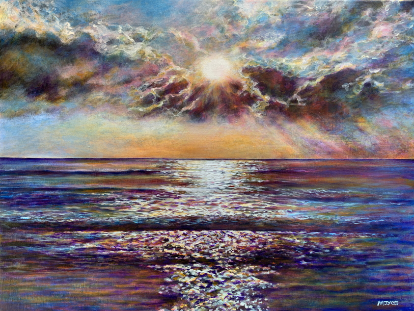 large sunset seascape art painting for sale