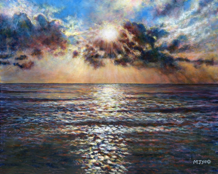 sunset seascape art painting for sale