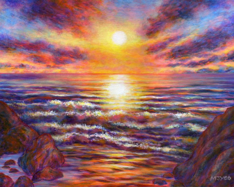 tranquil sunset seascape art painting for sale