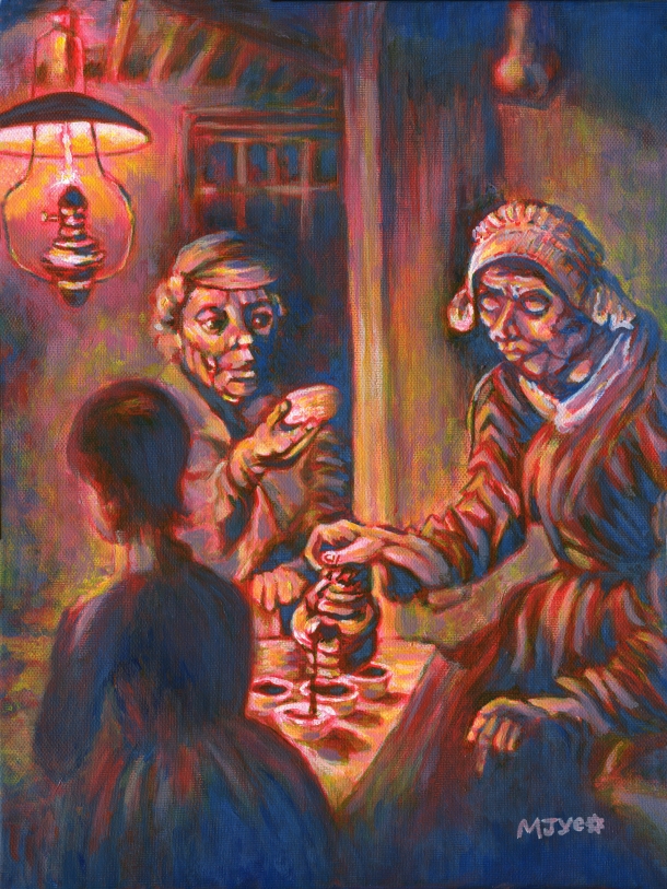 Van Gogh potato eaters painted reproduction painting for sale