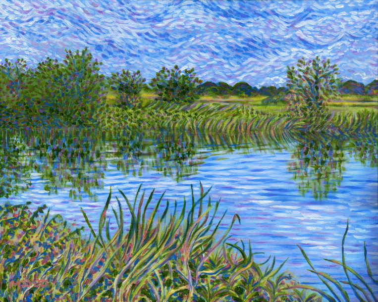 river avon near pershore van gogh style art painting for sale