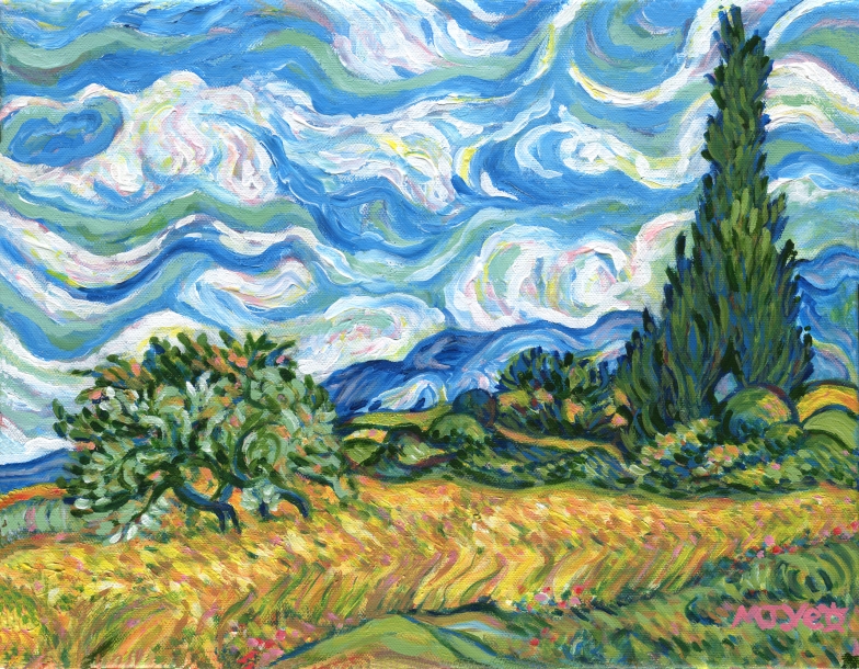 Van Gogh wheat field with cypresses hand painted reproduction for sale